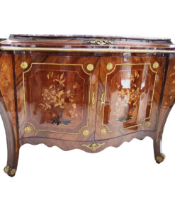 Đôn gỗ lớn phong cách Louis XV mặt đá xanh đỏ trắng 0