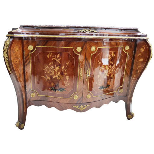 Đôn gỗ lớn phong cách Louis XV mặt đá xanh đỏ trắng 0